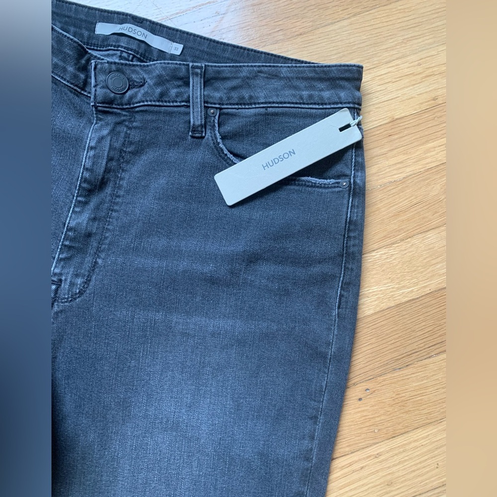 NWT HUDSON HOLLY HI-RISE FLARED WASHED BLACK RAW HEM SOFT STRETCH JEANS SIZE 33 - Picture 10 of 16